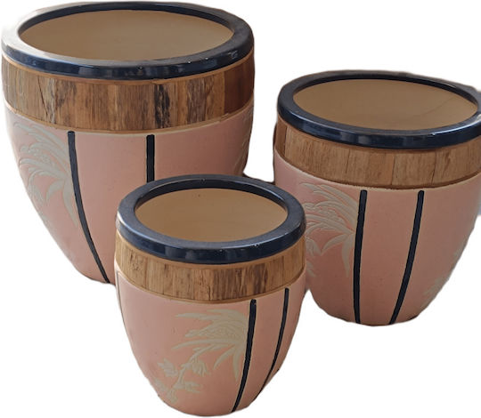 Set 3 Blumentöpfe Ton Pink