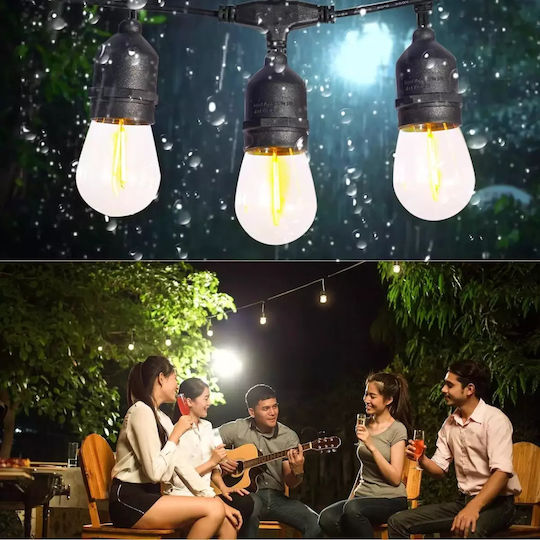 Suspendata Lampă Solară Ghirlande 2W cu Alb Cald Lumină IP65
