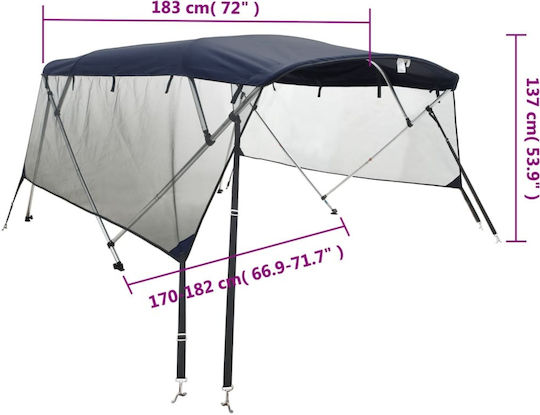 vidaXL Τέντα Σκάφους Αλουμινίου Μ183xΠ170εκ. Γκρι Χρώμα
