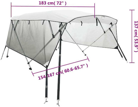 vidaXL Τέντα Σκάφους Αλουμινίου Μ183xΠ154εκ. Γκρι Χρώμα