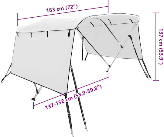 vidaXL Tenta Barca Aluminiu M183xL137cm Alb Culoare