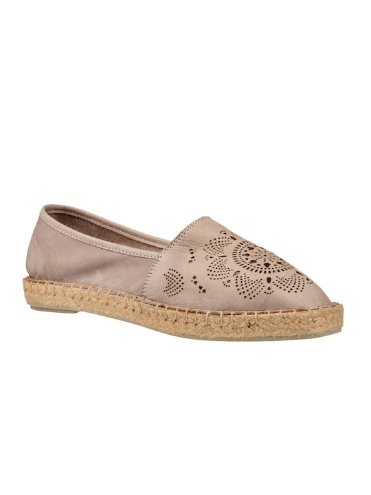 Mago Shoes Women's Leather Espadrilles Gray