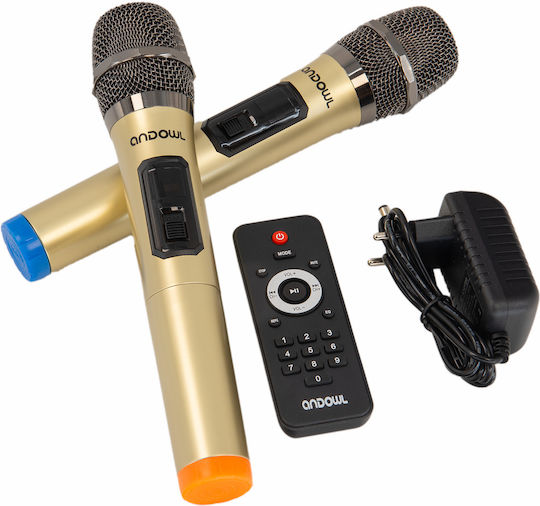 Andowl Karaoke Speaker With Wireless Microphones And Lighting Effects 000.230.15276 Orange