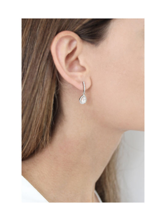 Earring in white gold 14K Princess Mood