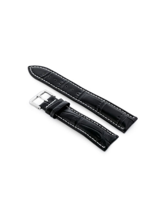 Curea de ceas din piele W102l, negru alb, 20mm Curea de ceas din piele W102l, negru alb, 20mm