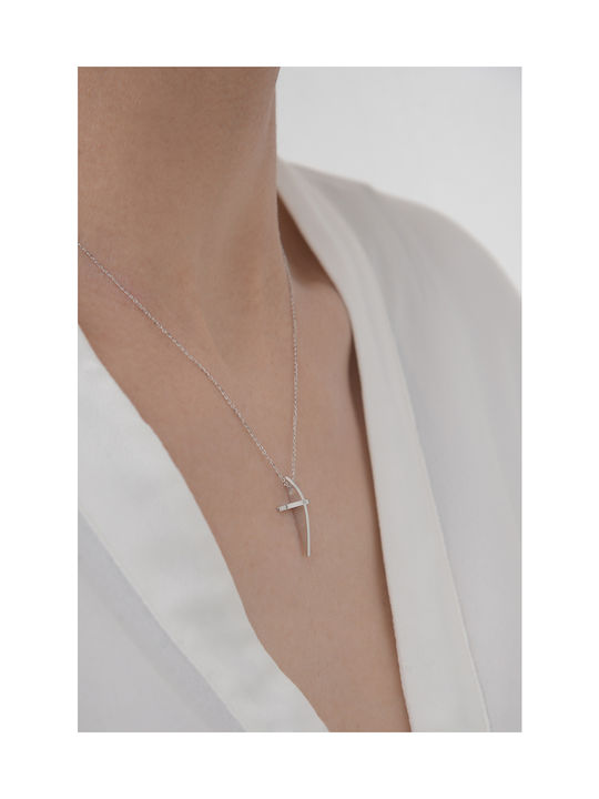 Necklace in white gold 18K Cross with Brilliant Diamonds 0.01ct