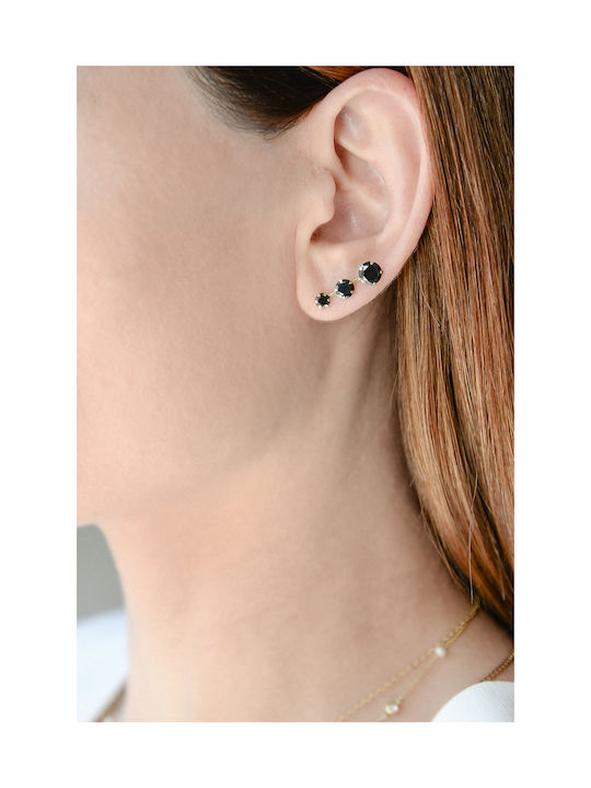 Earring Gold 14K Black Dots