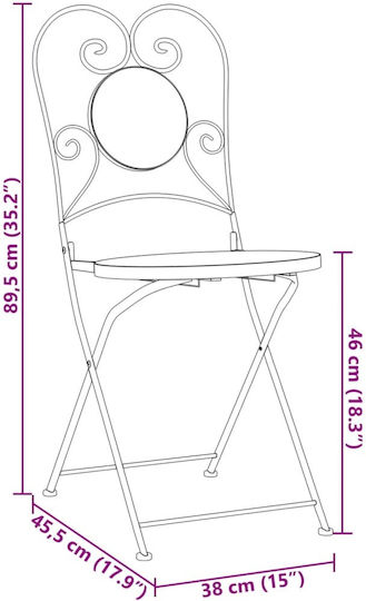 Outdoor Chair Metallic Blue 2pcs 38x45.5x89.5cm