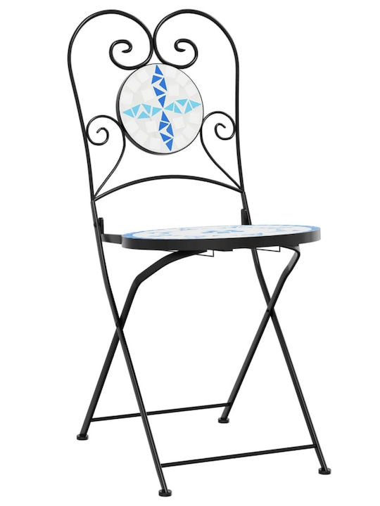 Scaun de exterior Metalic Albastru 2buc 38x45.5x89.5cm