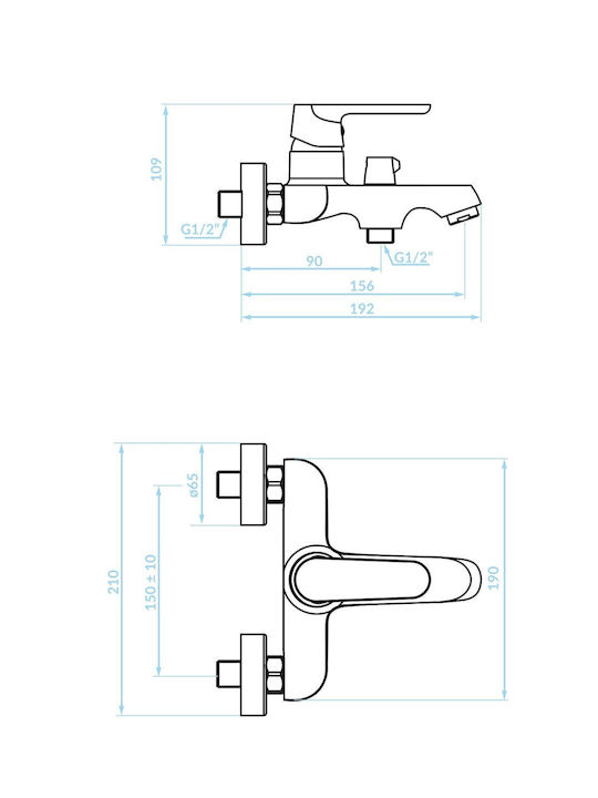 Kuchinox Mixing Bathtub Shower Faucet White