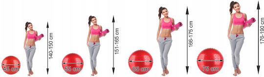 Ball Pilates 65cm in Rot Farbe