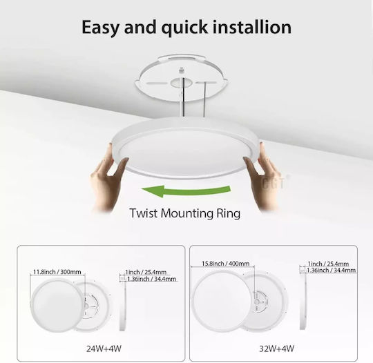 Deckenleuchte 40cm Weiß mit Integrierter LED