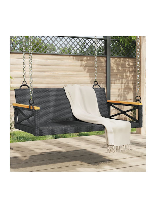 Rattan Swing Black with 110kg Maximum Weight Capacity L109xW62xH40cm