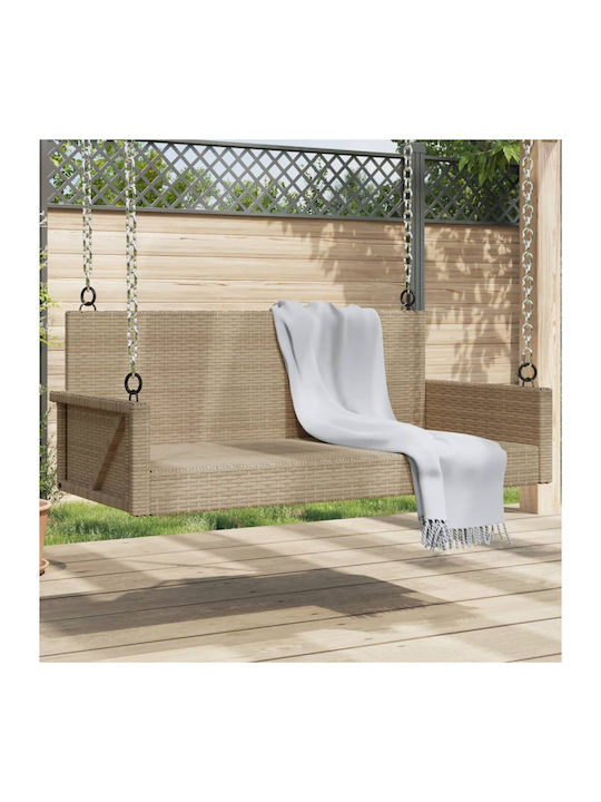 Hängende Garten & Veranda Schaukel 2 Sitze Rattan Beige Belastbarkeit bis 110kg L119xB56xH48cm
