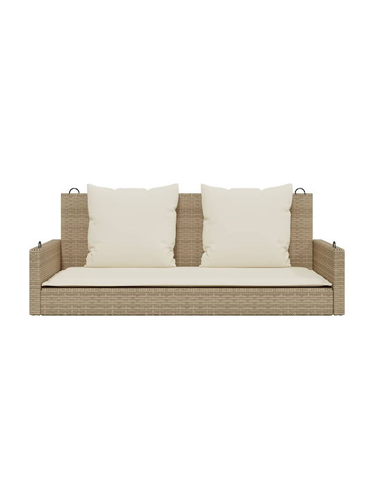 Rattan Swing Beige with 110kg Maximum Weight Capacity L119xW56xH48cm