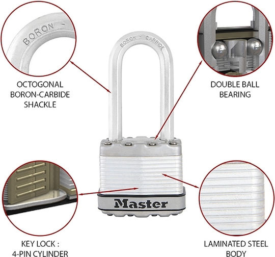 Master Lock Excell Steel Padlock Brass with Key 45mm 1pcs