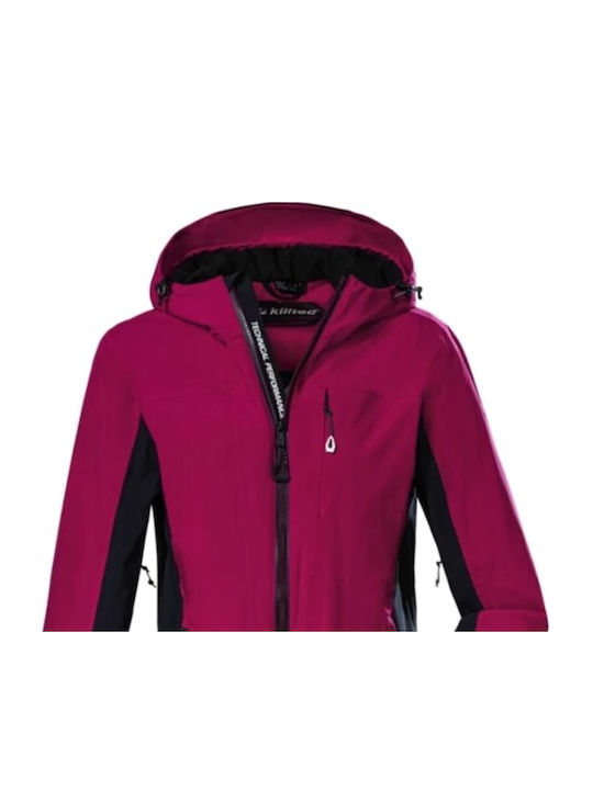 Killtec Women's Short Lifestyle Jacket Waterproof and Windproof for Spring or Autumn with Hood Purple