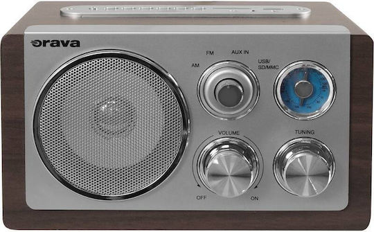 Orava RR-29 A Retro Επιτραπέζιο Ραδιόφωνο Ρεύματος με USB Καφέ