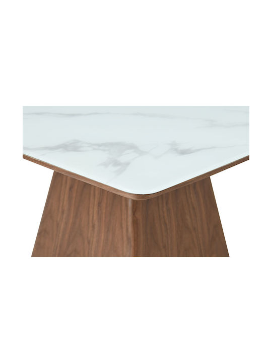 Totem Table Dining Room with Marble Surface White 120x120x120cm