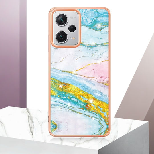 5g Global Electroplating Marble Umschlag Rückseite Silikon / Kunststoff Grün (Redmi Note 12 Pro+)
