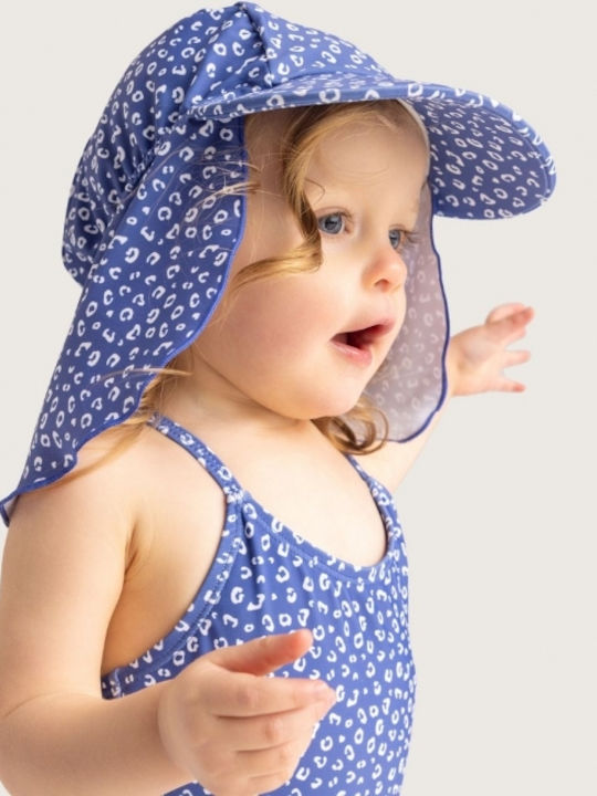 Fresk Kids' Hat Jockey Fabric Sunscreen Leopard Blue