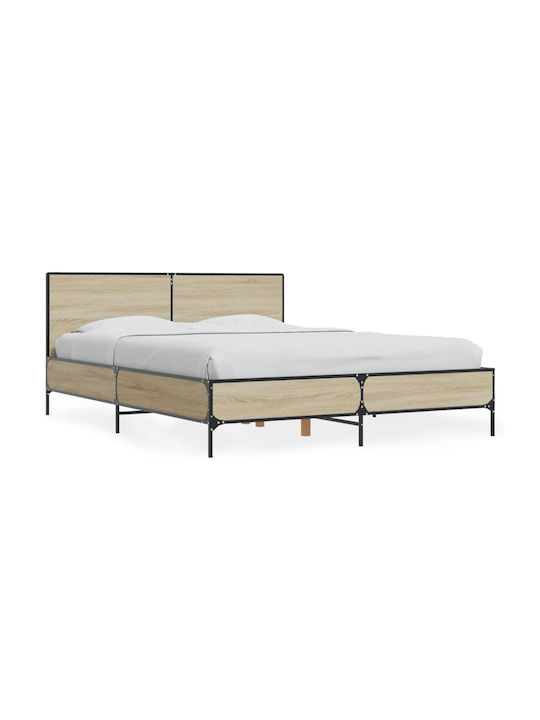 Doppelbett Aus Holz Braun Mit Lattenrost Für Matratze 140x200cm