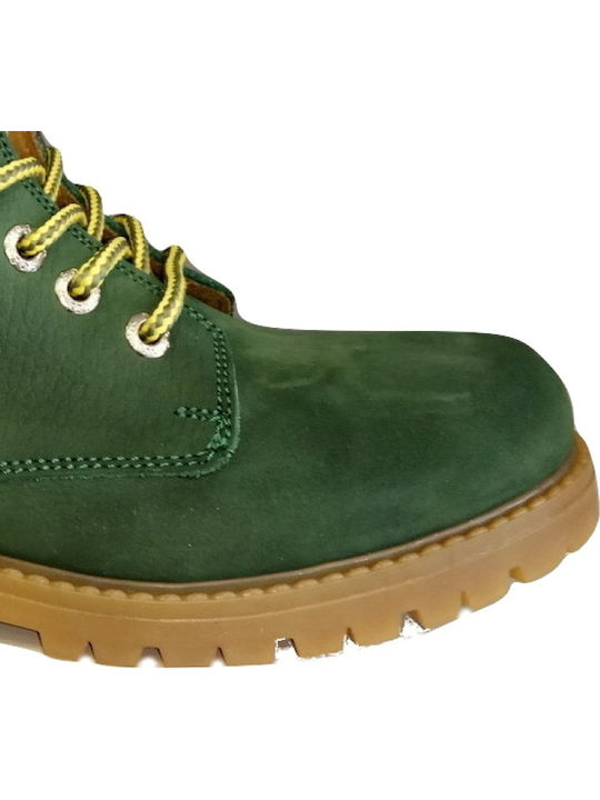 Leather Women's Ankle Boots Green