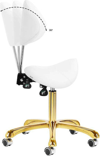 Salon Stools Wheeled Stool with Backrest Gold white-0147847