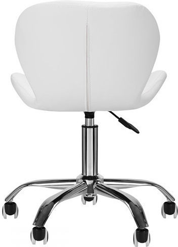 Salon Stools Τροχήλατο Σκαμπό με Πλάτη Λευκό