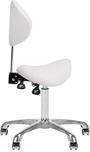 Salon Stools Wheeled Stool with Backrest White