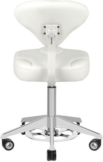 Salon Stools Wheeled Stool with Backrest White
