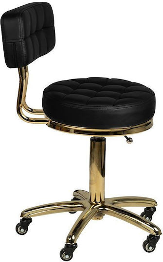 Salon Stools Τροχήλατο Σκαμπό με Πλάτη Μαύρο