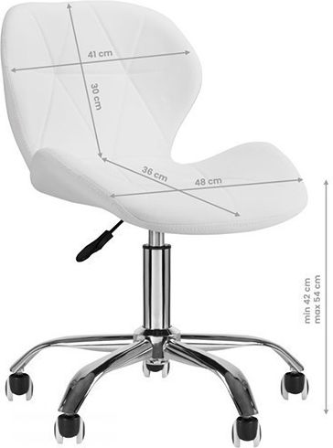 Salon Stools Τροχήλατο Σκαμπό με Πλάτη Λευκό