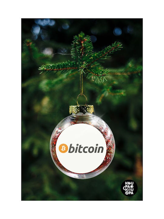 Bitcoin Crypto Christmas Hanging Ball Ornament Plastic Transparent With Gold Dust With Beads Transparent