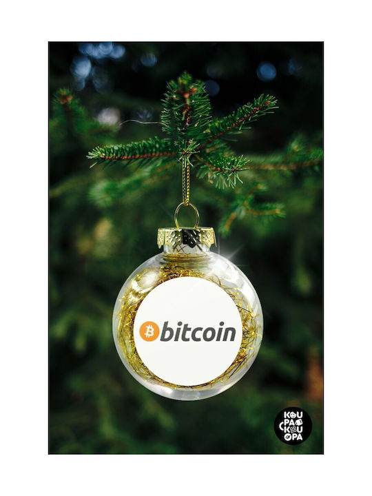 Bitcoin Crypto Ornament de Crăciun Bilă Plastic Transparent cu Pulbere de Aur cu Paiete 8buc