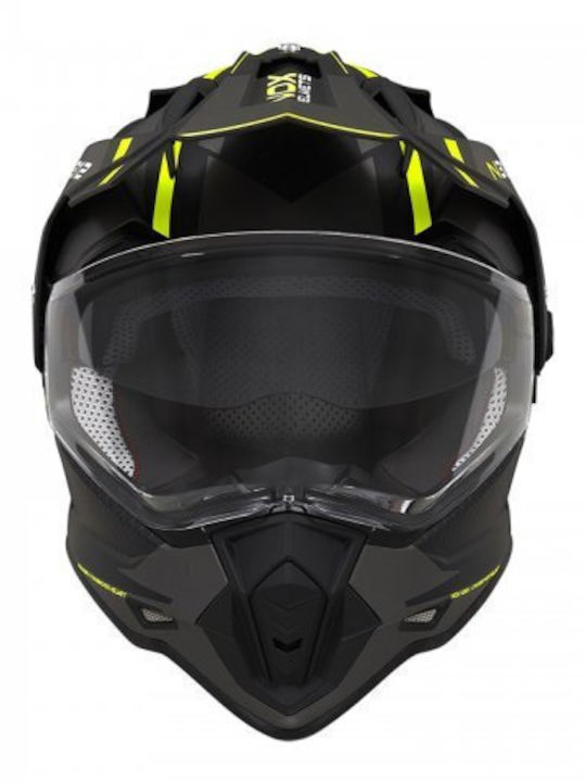 Nox N312 Drone Yellow / Black Checkmate Cască de motocicletă Motocross ECE 22.06 cu vizor solar