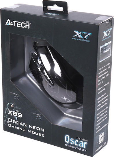 A4Tech X89 Oscar Neon Gaming Ποντίκι Μαύρο