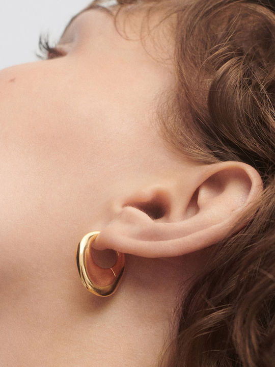 Earrings Hoops made of Silver Gold Plated with Stones