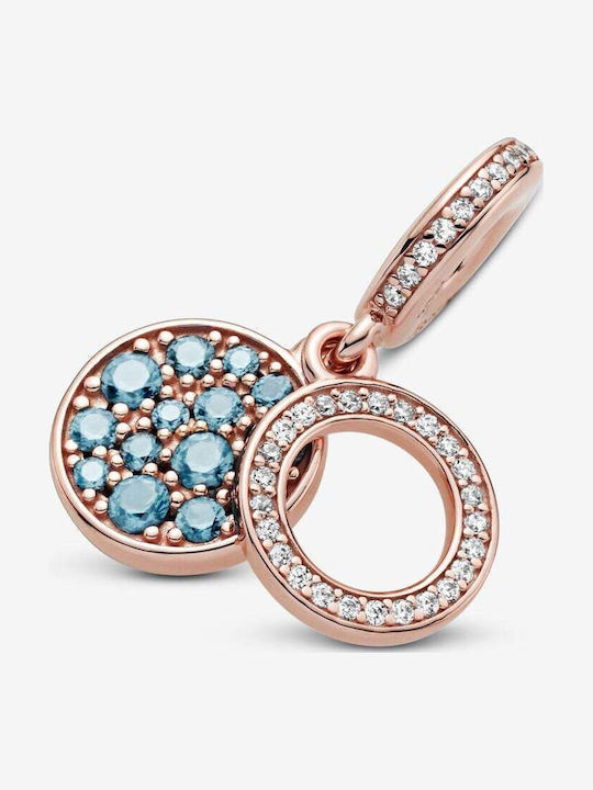 Pandora Charm Mit Steinen Aus Roségold 14K Mit Hellblauem Zirkon