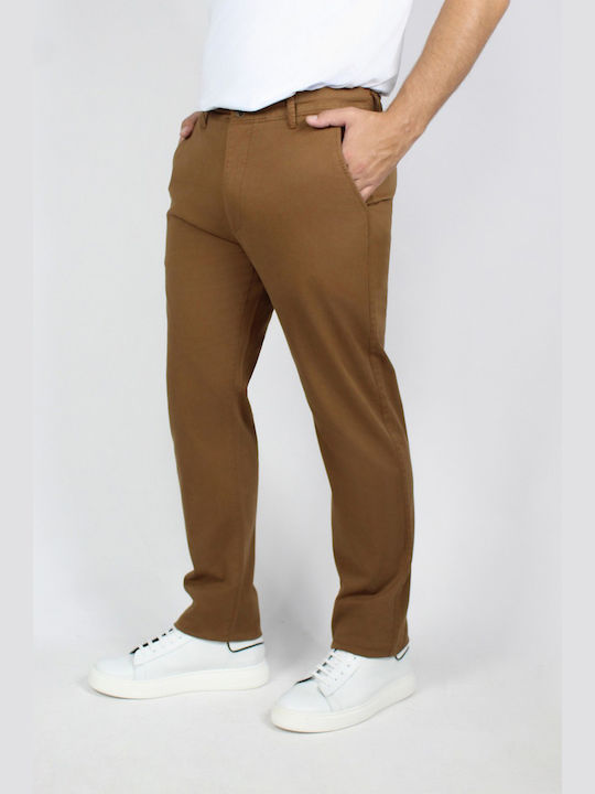 P.R. Men's Trousers Chino Elastic in Regular Fit Cognac