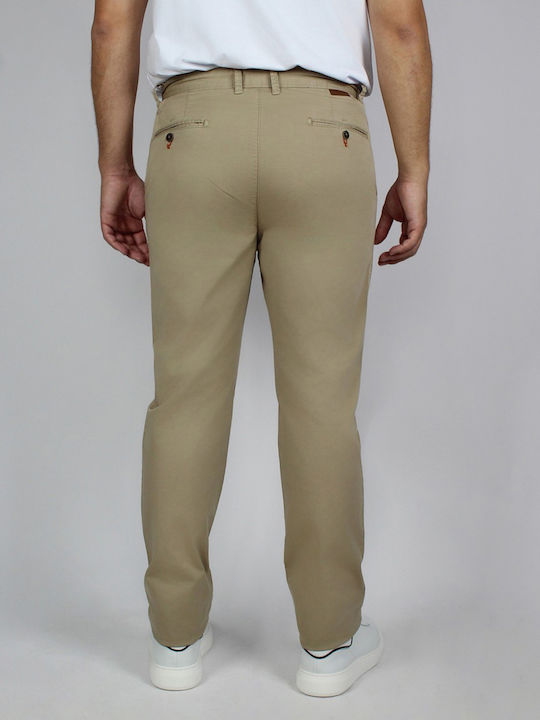 P.R. Men's Trousers Chino Elastic in Regular Fit Beige