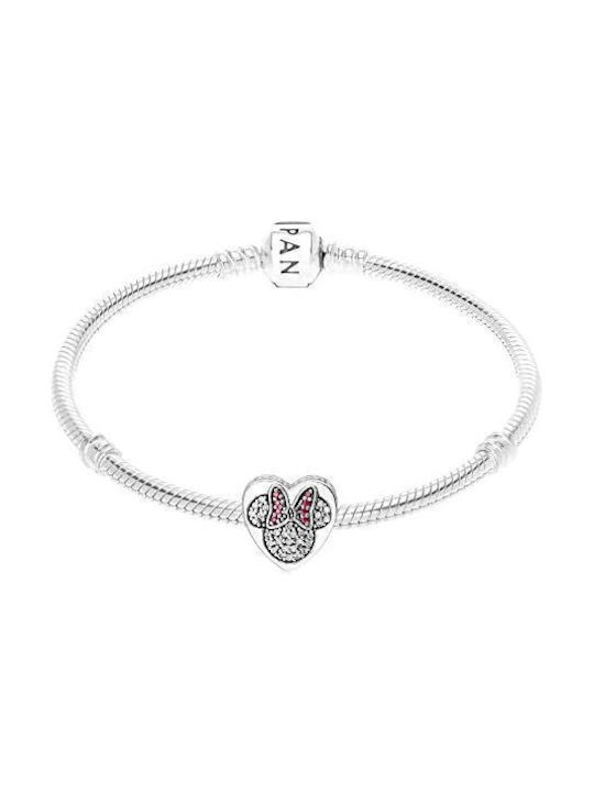 Pandora Minnie Mickey Charm Talisman cu design Inima din Argintiu cu Zirconiu