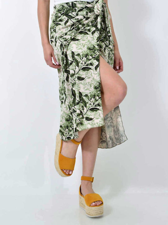 Potre Maxi Envelope Skirt Floral Haki