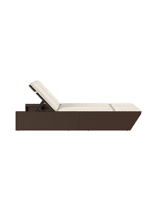 Sunbed Double Rattan with Cushion Brown 110x200cm.