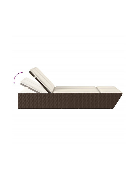 Sunbed Double Rattan with Cushion Brown 110x200cm.
