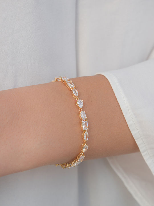 Kritsimis Bracelet Riviera made of Silver Gold Plated with Zircon