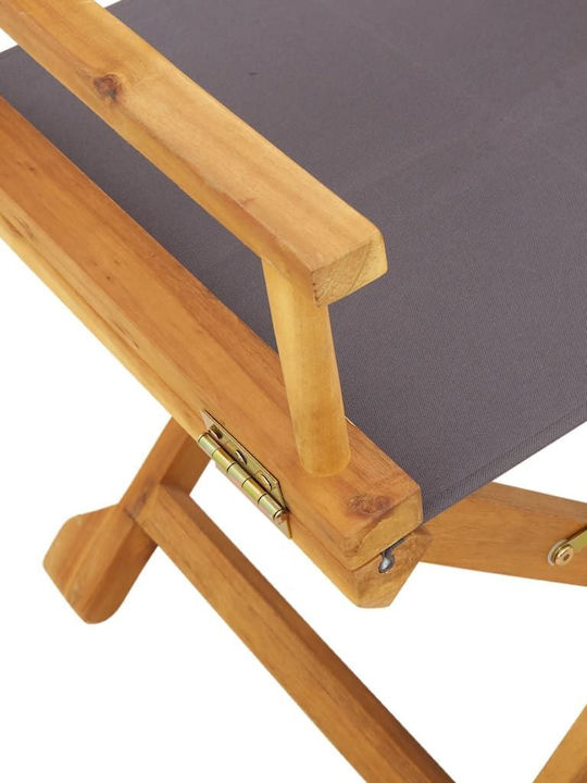 Wooden Director Chair Gray with Cushion 2 Pieces 53x47x90cm