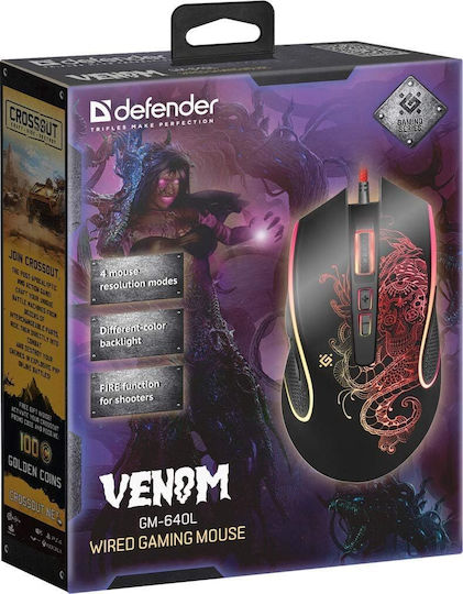 Defender Venom GM-640L RGB Gaming Ποντίκι 3200 DPI Μαύρο