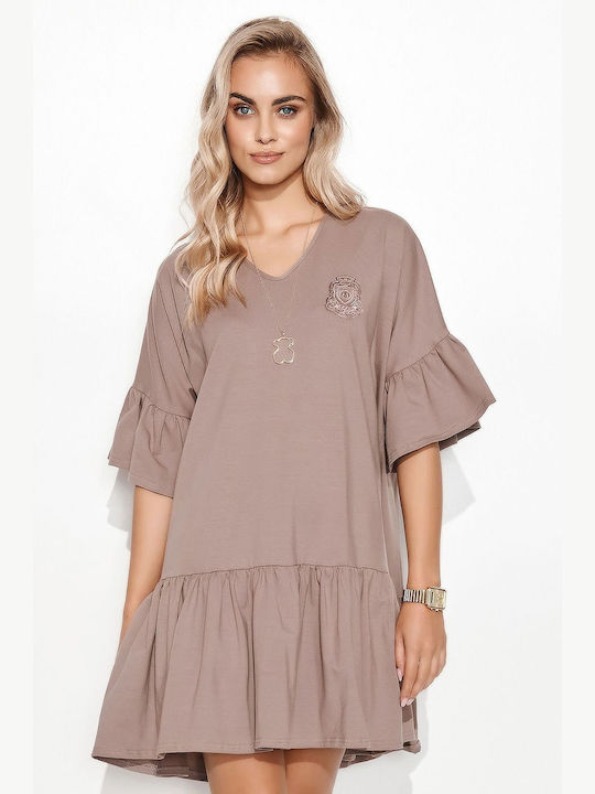 Makadamia Dress with Ruffle Beige