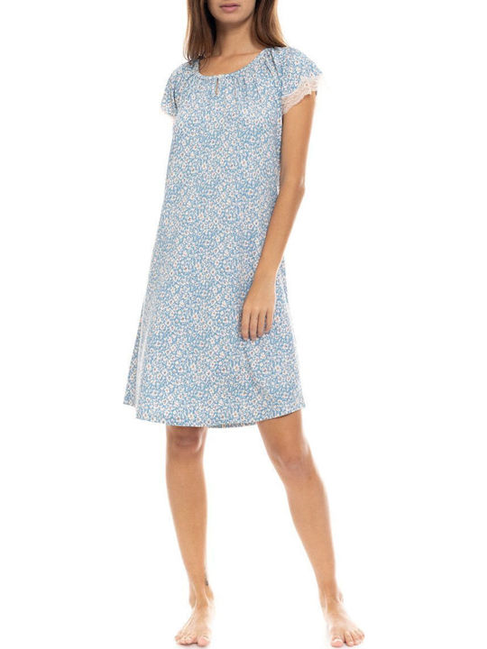 Pink Label Sommer Damen Nachthemd Blue
